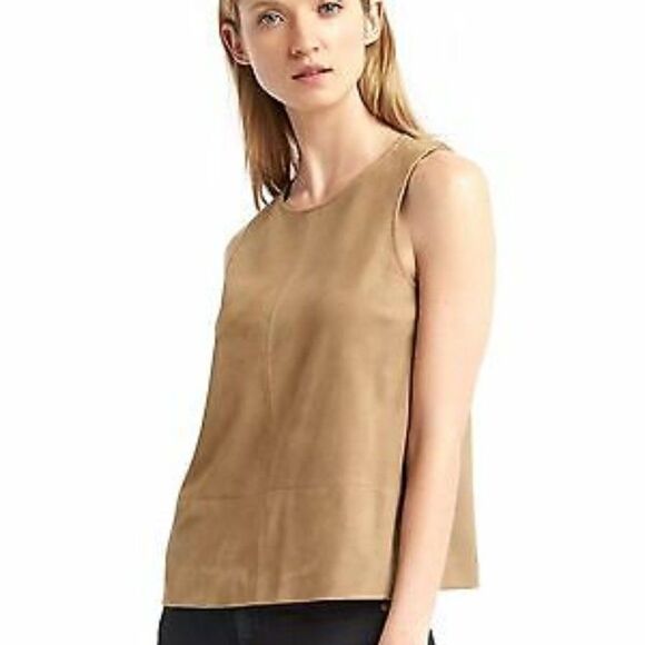 GAP Tops - GAP Brown Camel Genuine Goat Suede Shell Top